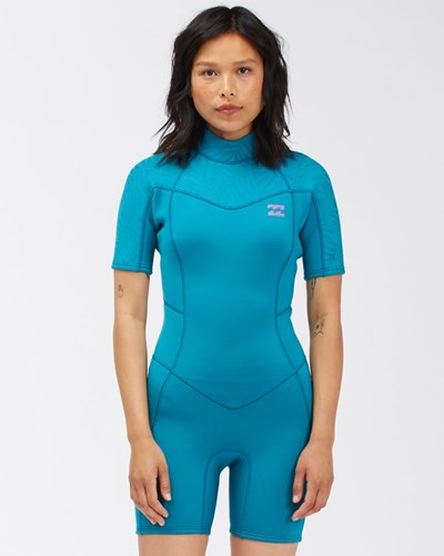 Billabong 2/2 Synergy Back Zip Corta Sleeve Springsuit Azules | PEYUSG860