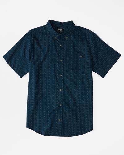 Billabong (2-7) Sundays Mini Organic Corta Sleeve Shirt Azul Marino Oscuro | KYJFSI062