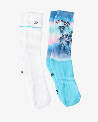 Billabong 2-Pack Tie-Dye Crew Socks Azules | QMJUFB816