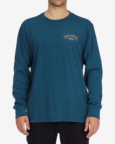 Billabong Arch Wave Washed Long Sleeve T-Shirt Azul Marino | BNUYIG603