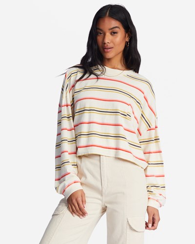 Billabong Beach Boyfriend Boxy Long Sleeve T-Shirt Blancas | ENKWHS603