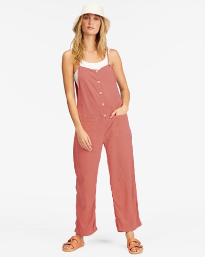 Billabong Beach Cruiser Anchos-Leg Overalls Terracotta | SQWNEV346