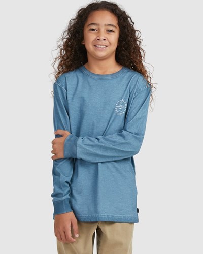 Billabong Big Wave Dan Long Sleeve T-Shirt Azules | VWMDQX931