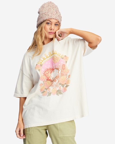 Billabong Cosmic Garden Oversized Estampadas Boyfriend T-Shirt Blancas | BTNZYX914