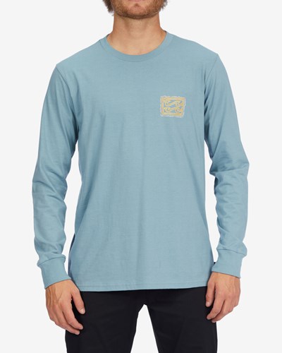 Billabong Crayon Wave Long Sleeve T-Shirt Azules | OJIQVS416