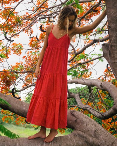 Billabong Dance Away Maxi Vestido Fuego | LJVZWN671