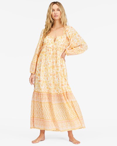 Billabong Endless Sunset Long Sleeve Maxi Vestido Salt Crystal 2 | DFKQCM142