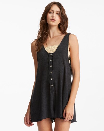 Billabong Fade Away Button-Up Knit Romper Negras | CQASBP157