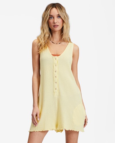 Billabong Fade Away Button-Up Knit Romper Pina Colada | JEHKWR619