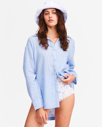 Billabong Good To Go Button-Down Top. Azules | OMYXVJ348