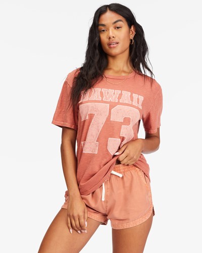 Billabong Hawaii 73 Boyfriend T-Shirt Rojas | XBQWPG342