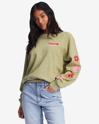 Billabong Here We Go Estampadas Crewneck Sweatshirt Avocado | QYNPEO103