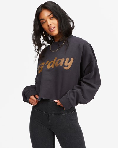 Billabong Hey Gday Cropped Crewneck Sweatshirt Negras | RDAVTQ158