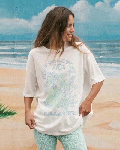 Billabong In The Garden Boyfriend T-Shirt Salt Crystal | JWHQYM510