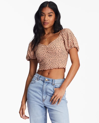 Billabong It's Love Fitted Knit Top Tan | RBXNWE304