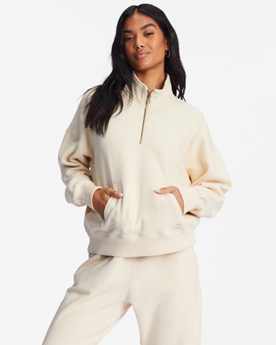 Billabong Lazy Mornings Half-Zip Pullover Sweatshirt Blancas | WZLUKC369