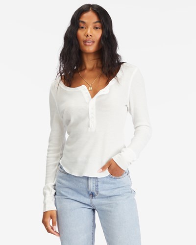 Billabong My Henley Long Sleeve Knit Top Salt Crystal | OJSEDX560