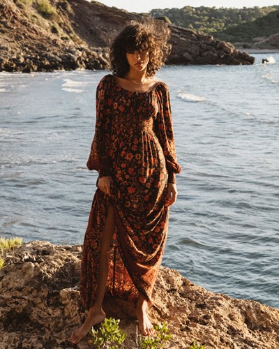 Billabong Mystic Dreamer Long Sleeve Maxi Vestido Negras | GXIOQH839