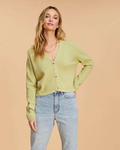 Billabong Point Her Out Cropped Cardigan Sueter Agave | VRNKAO860