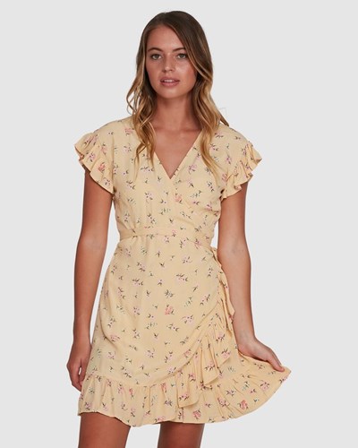 Billabong Pretty Moon Wrap Vestido Amarillo | BMQCGL067