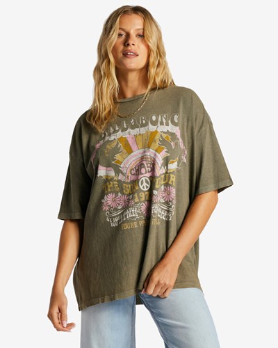 Billabong Retro Sunshine T-shirt Sage | QXALSB251