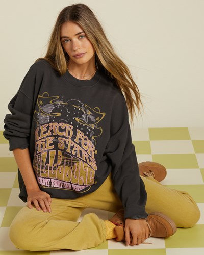 Billabong Ride In Oversized Crewneck Sweatshirt Negras | PJZMXI264