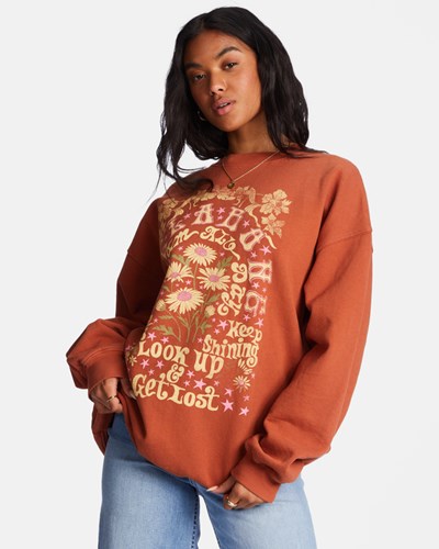 Billabong Ride In Oversized Crewneck Sweatshirt Chocolate | TUKGRA130