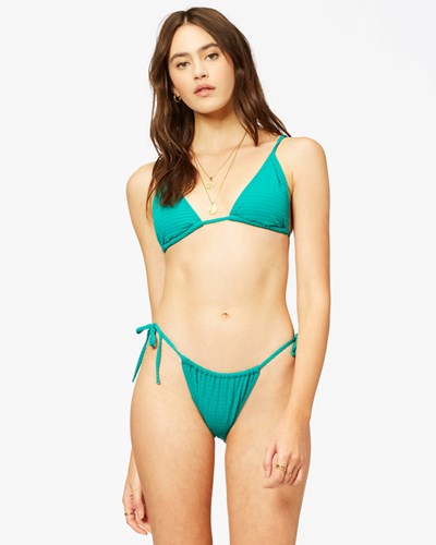 Billabong Seein' Green Hi Point Chanclas Smocked Triangle Bikini Top Emerald | HLJBKG634