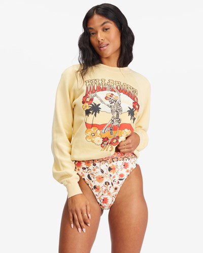 Billabong Shrunken Crew Pullover Sweatshirt Buttermilk | NLUCXQ697