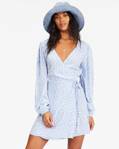 Billabong Spring Romance Mini Wrap Vestido Baby Blues | HFGAEJ287