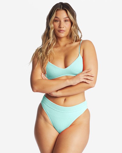 Billabong Summer High V-Neck Bralette Bikini Top Verde Menta | HNIWZV645