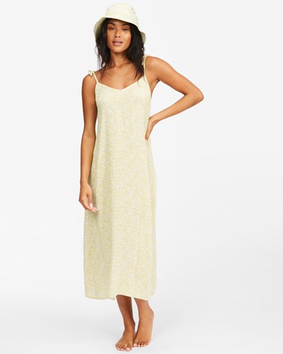 Billabong Sunbright Midi Slip Vestido Lime | AYOQUF150