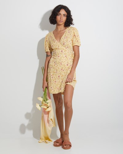 Billabong Sunlit Wrap Vestido Amarillo | MQZVTK358