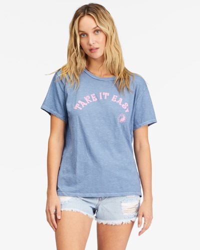 Billabong Take It Easy Boyfriend T-Shirt Azules | ZLUWXF723