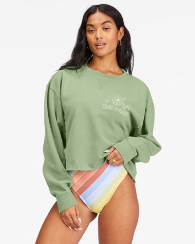 Billabong Take It Easy Crewneck Sweatshirt Agave | CZMNVI924