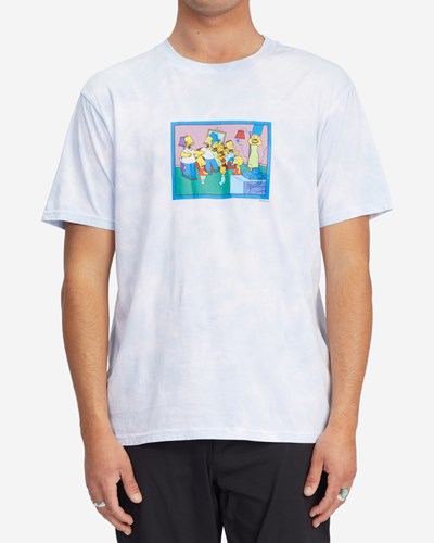 Billabong The Simpsons Couch Gag Tie-Dye Organic Corta Sleeve T-Shirt Blancas | TEBOIA075