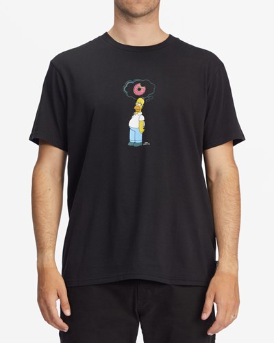 Billabong The Simpsons Donut Organic Corta Sleeve T-Shirt Negras | GBDHAW317