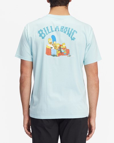 Billabong The Simpsons Family Couch Organic Corta Sleeve T-Shirt Azules | HCNYRO924