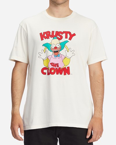 Billabong The Simpsons Krusty Wave Washed Organic Corta Sleeve T-Shirt Blancas | UJWNQO635