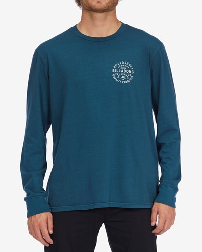 Billabong Union Wave Washed Long Sleeve T-Shirt Azul Marino | DMLQSH238