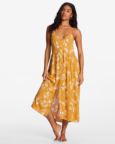 Billabong Venice Babe Midi Slip Vestido Golden Spice | UBXGOF543