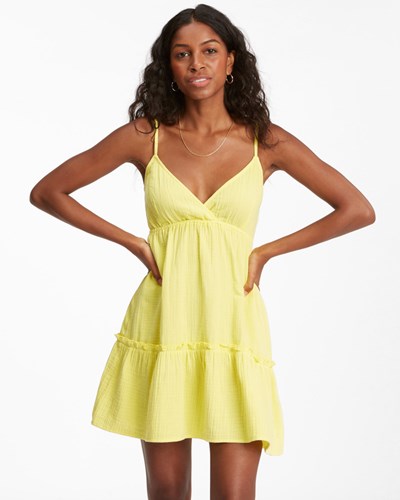 Billabong Wave After Wave Babydoll Mini Vestido Citron | WIJMVT741