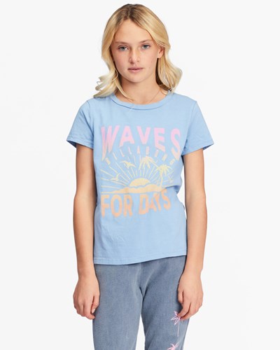 Billabong Wave For Days Estampadas Boyfriend T-Shirt Indigo Claro | IAFNPG509