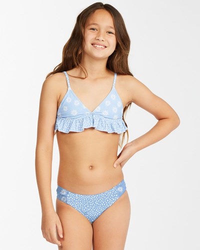 Billabong Where To Ruffle Triangle Bikini Set Azules | AXSDRW560