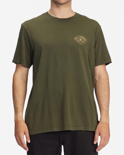 Billabong Worshipper Wave Washed Corta Sleeve T-Shirt Military | RKMUAG671