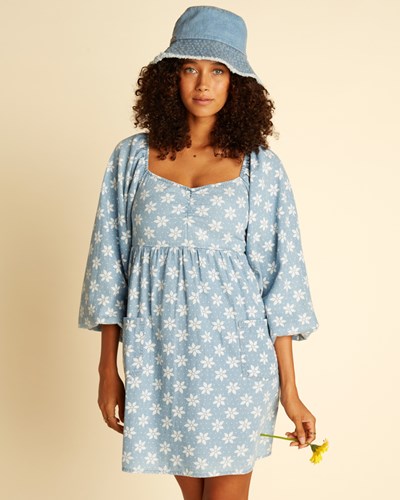 Billabong Wrangler Just A Dream Babydoll Vestido Azules | HFYEOL194