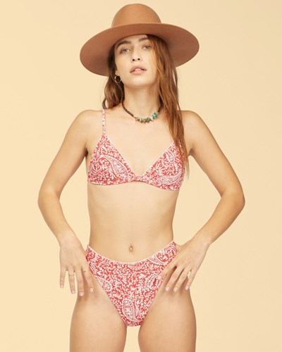 Billabong Wrangler Ruby Sands Ceci Triangle Bikini Top Rojas | FKNHBZ549