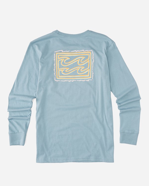 Billabong (2-7) Crayon Wave Long Sleeve T-Shirt Azules | CEIYWB809