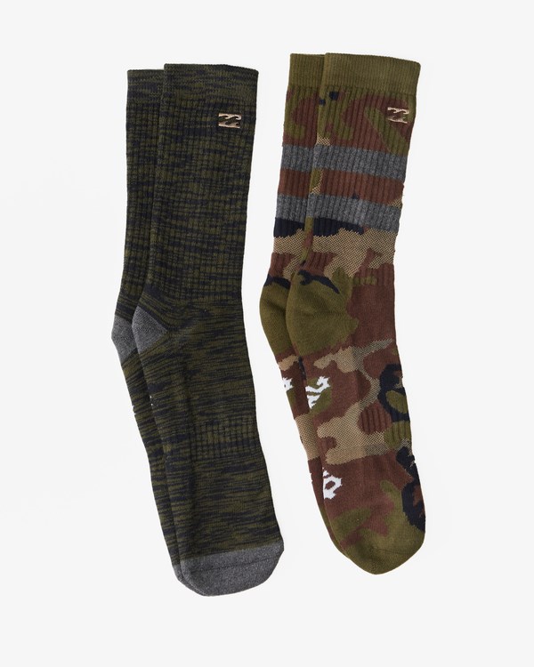 Billabong 2-Pack Camo Crew Socks Verde | RSCUGE576