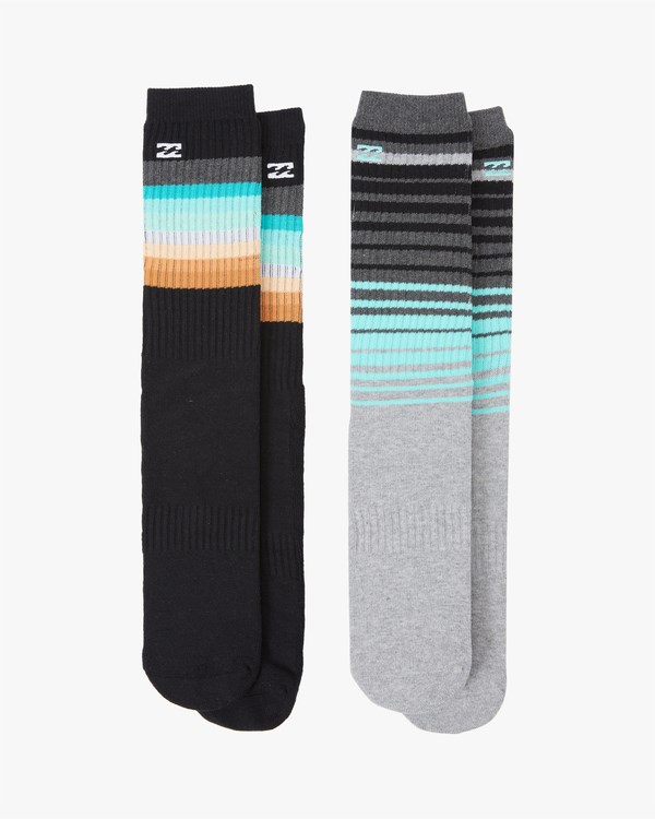 Billabong 2 Pack Faded Stripe Crew Socks Negras | VISLKY263